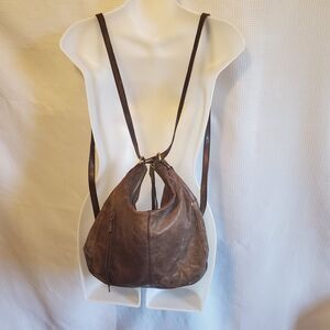 HOBO The Merrin Convertible Backpack Shoulder Bag Purse Brown Leather 13”x13”x5”
